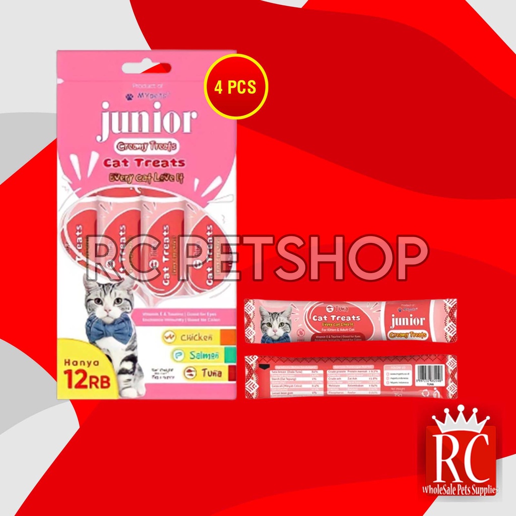 Junior Creamy Treats Cemilan Kucing Cat Food Snack 15GR X 4 Pcs