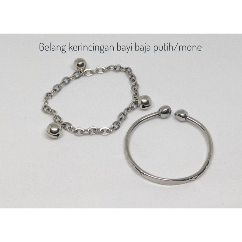 Gelang Tangan Monel Kalung Monel Gelang Kaki Monel Rantai Baja Putih Anak Custom