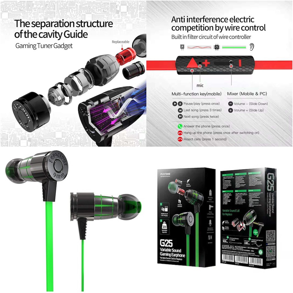 New Upgrade Plextone G25 Bullet Headset Gaming Earphone Top Build