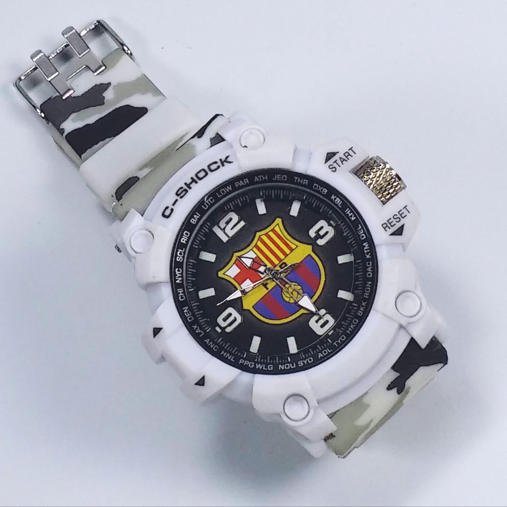 [LIMITED EDITION] JAM TANGAN BARCELONA STRAP PUTIH ARMY