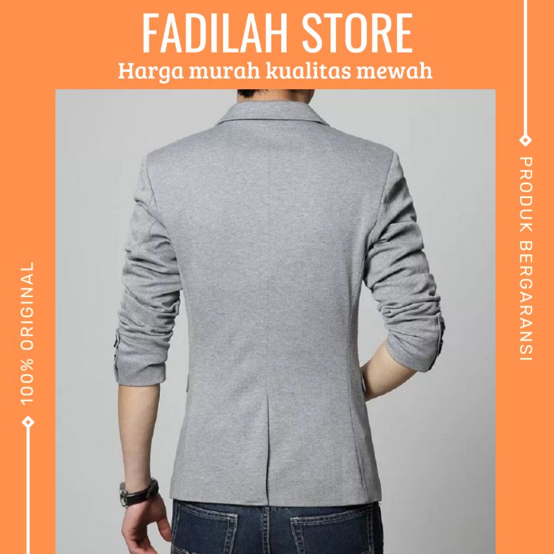 Jas Blazer Pria Formal Slimfit Abu Bahan Wool Touch Premium