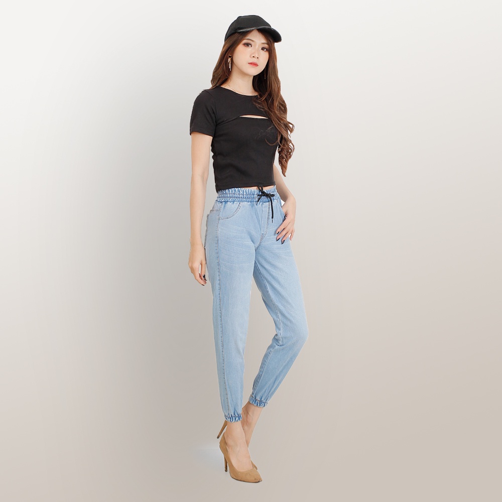 Celana Jogger jeans strech washed wanita model terbaru - XSHOP New Amoris