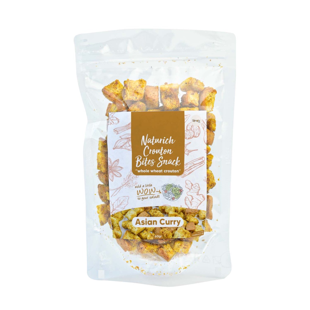 Simply Premium Crouton Bites Snack Asian Curry 60 Gr