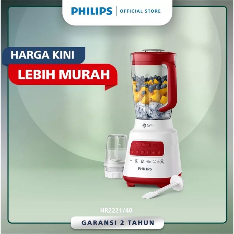 BLENDER PHILIPS HR 2221 / HR2221 2IN1 PLASTIK 2 L ORIGINAL GARANSI RESMI