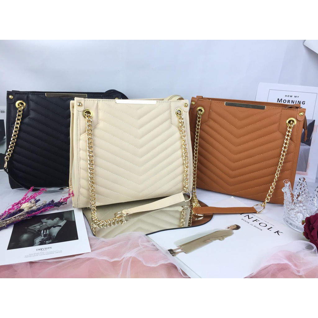 Tas Bahu Selempang Wanita Motif Kulit Quilted Rantai Kombinasi Lokal KT003