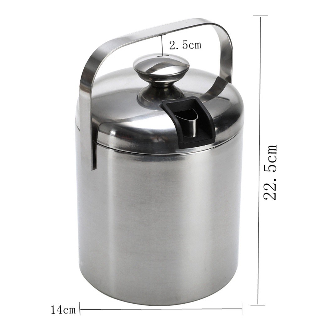 Ember Es Batu Pendingin Anggur 1.3l Bahan Stainless Steel Dengan Penjepit Dan Tutup Untuk Dapur Rumah