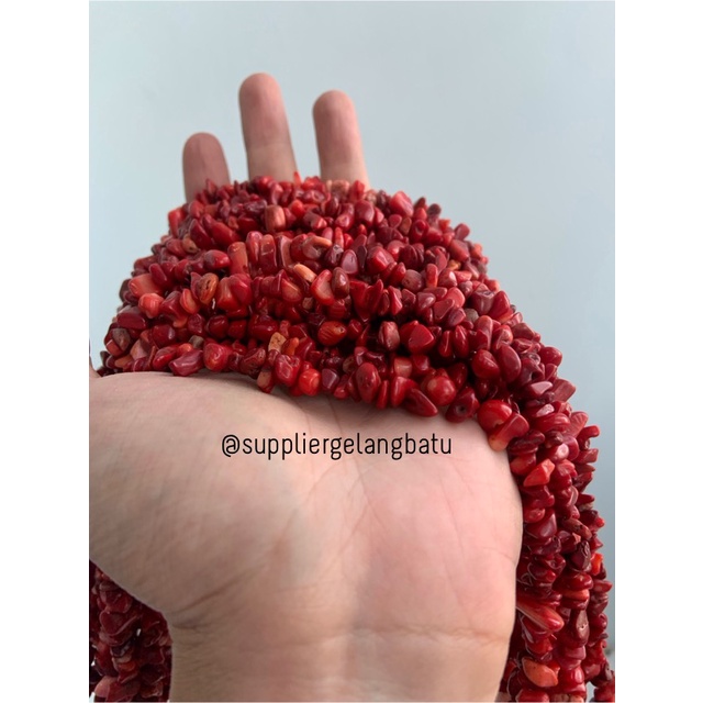 kerikil kerang MERAH MAROON 1cm bahan batu campuran aksesoris warna