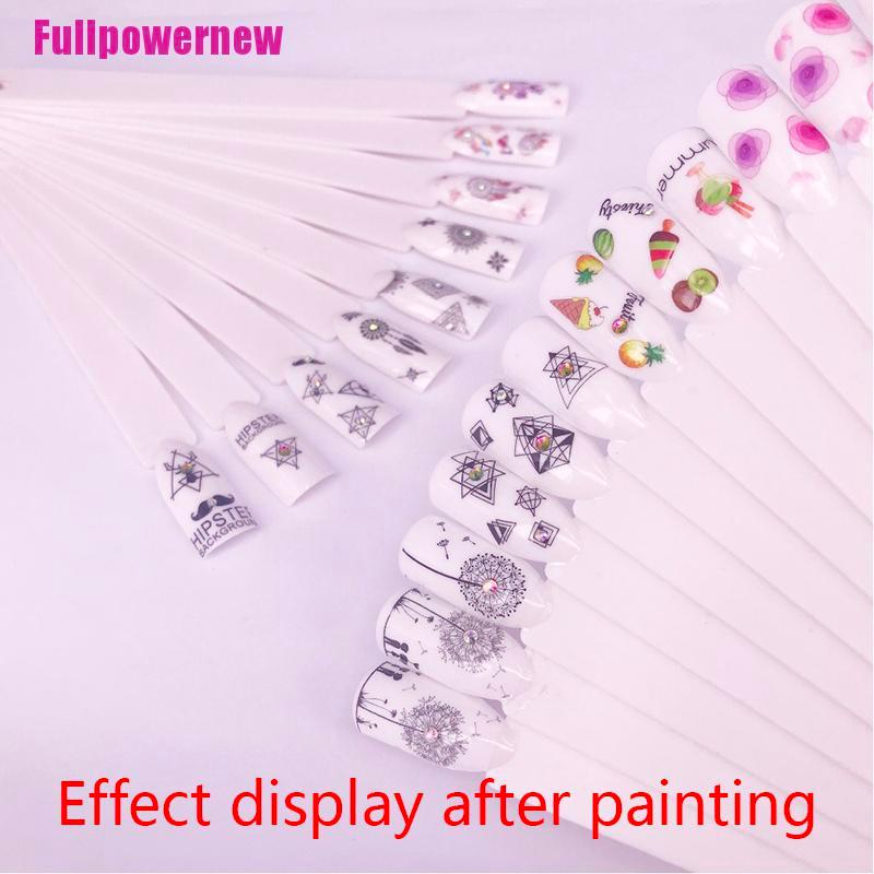 (Full) 50pcs / Set Kuku Palsu Bentuk Kipas Untuk Display / Latihan Nail Art Diy
