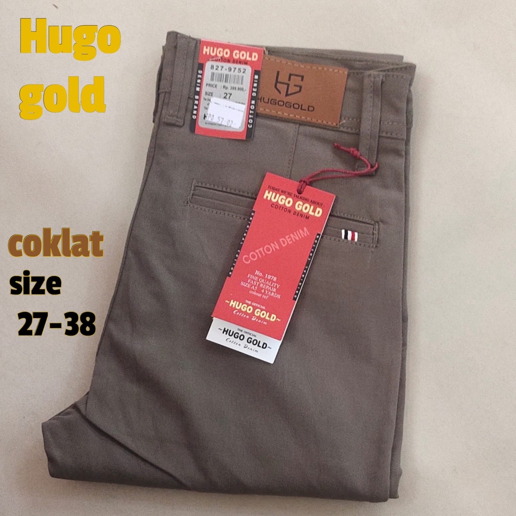 COD Celana Chino pria Hugo Gold Original premium - Chino Original Hugo Gold Slimfit bahan stretch me