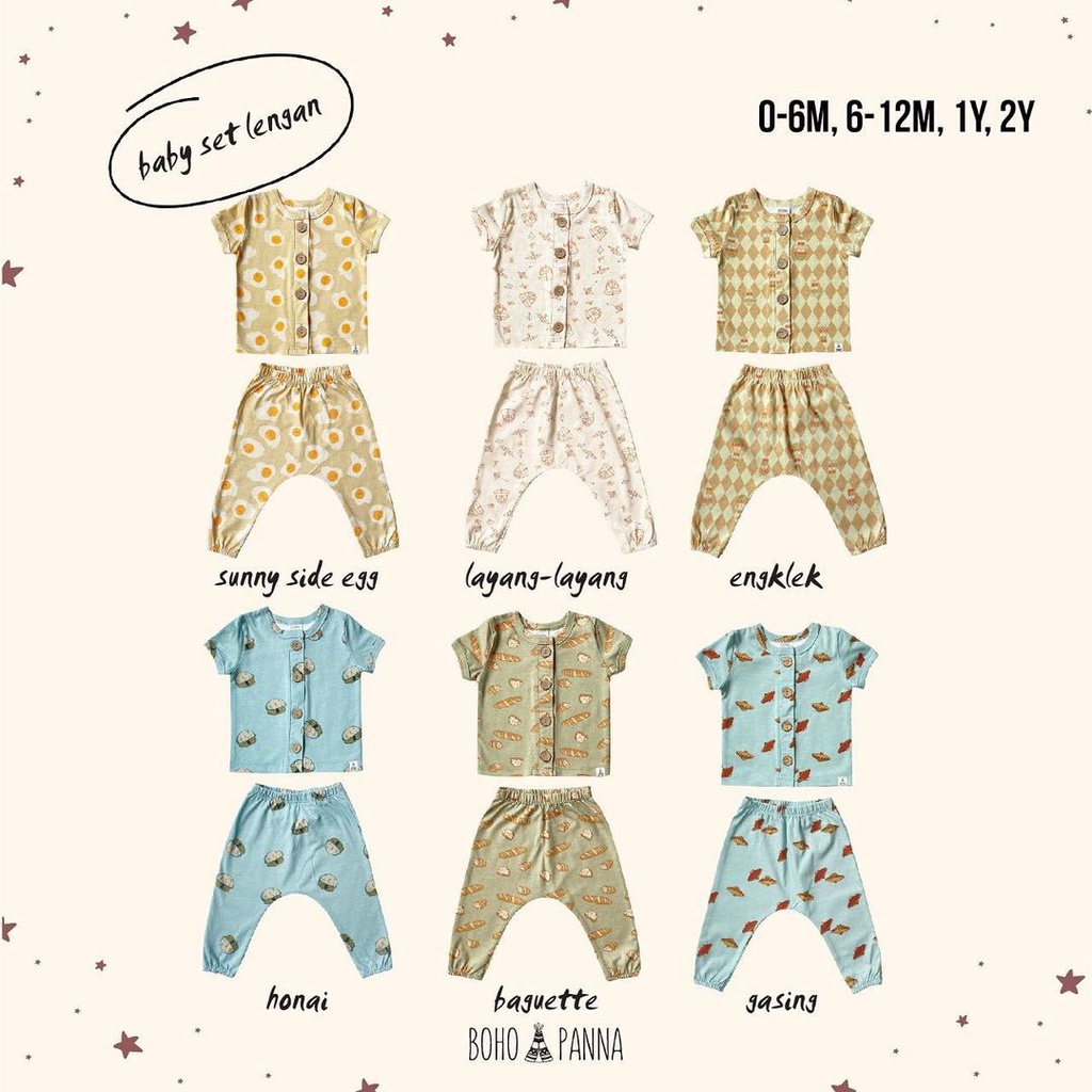 BOHOPANNA BABY SET LENGAN PRINT / SETELAN BAYI