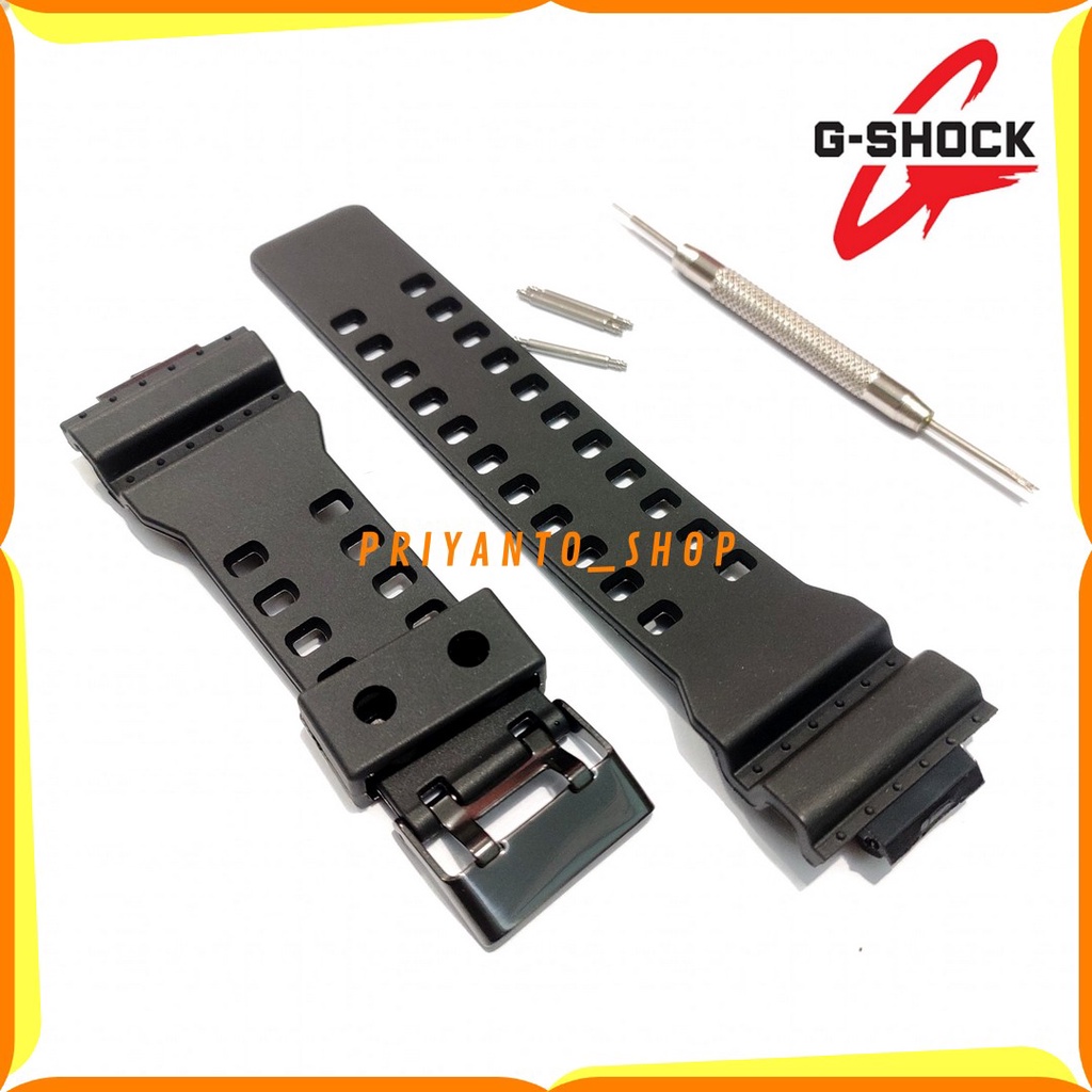 Strap Tali jam Tangan Casio G-Shock GA-100 GA-110 GA-120 GA 150 GA-300 GD-100 GD-110 G-8900 GW-8900 RUBBER WATCH BEND FULL BLACK FREE PEN REMOVER TERMURAH PREMIUM