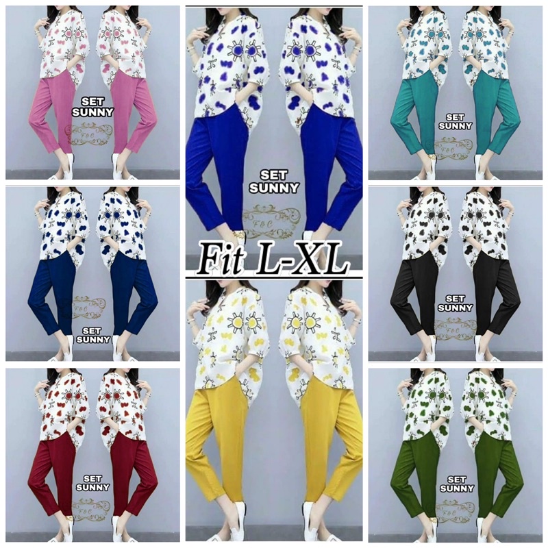 SET SUNNY FF / SETELAN WANITA FIT L-XL / Pakaian Wanita Dewasa