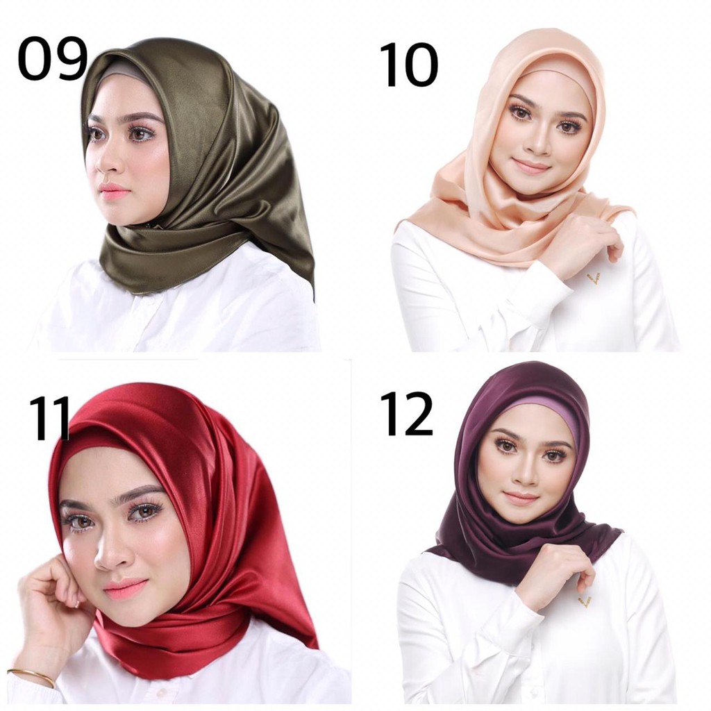 Import JILBAB/HIJAB Segiempat POLOS SATEEN Bahan lembut dan adem dipakai JB001