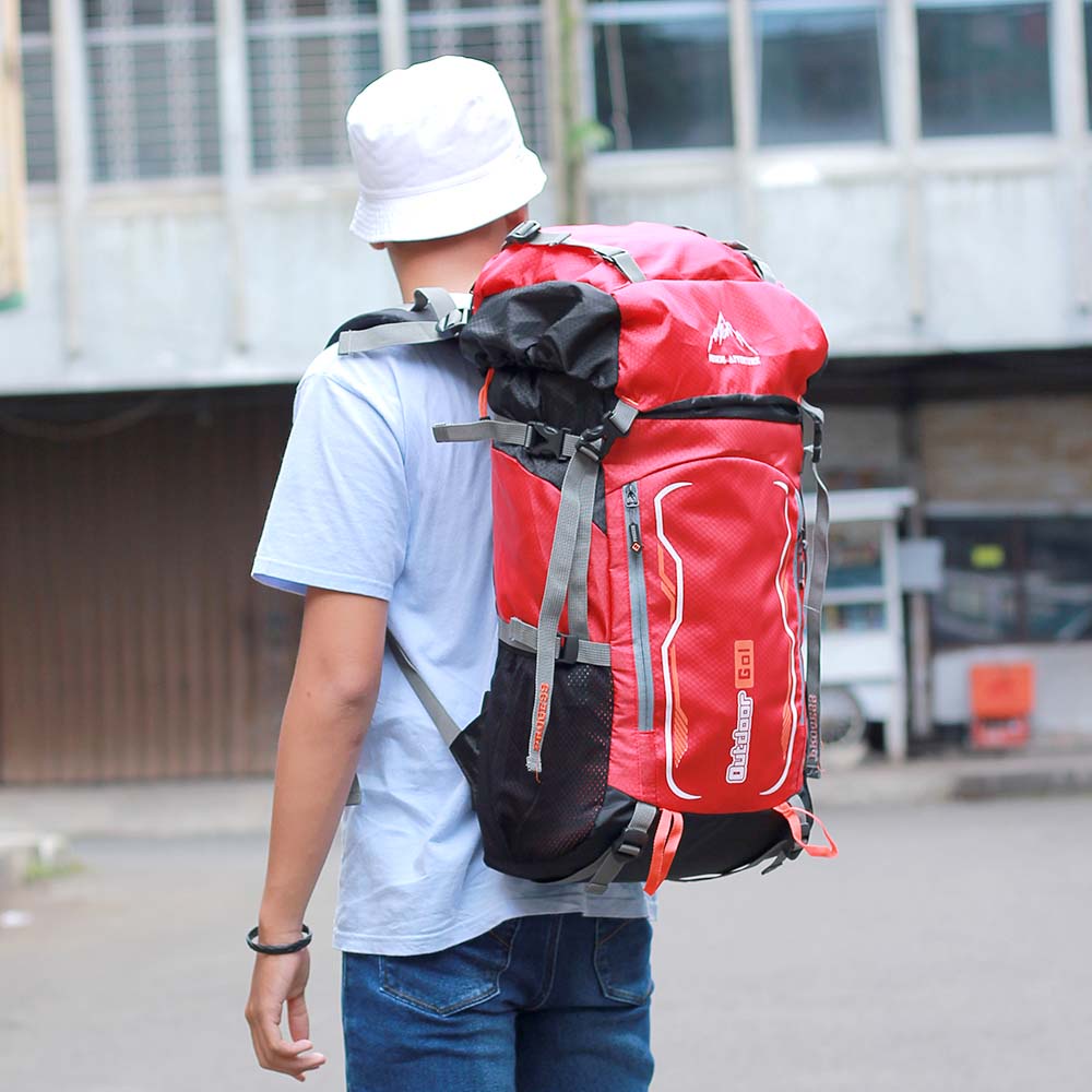 Justrue Lupus Tas Gunung 60 Liter Ransel Keril 60L Merah 122