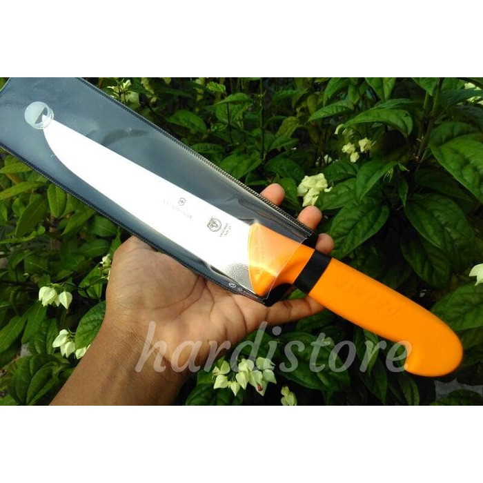 Pisau Sembelih Lurus 21 cm Victorinox Swibo Butcher Knife Straight 5.8431.21 Orange Handle Original