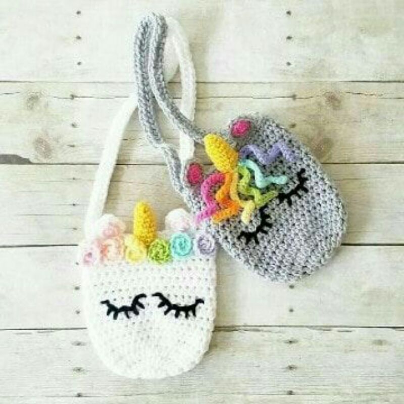 CROCHET UNICORN MINI SLING BAG handmade tas anak selempang unicorn