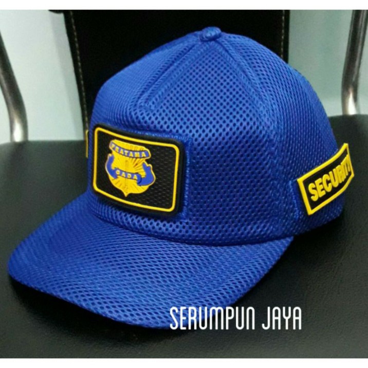 TOPI GADA PRATAMA - TOPI GADA PRATAMA 3 PATCH JARING VELCRO BIRU - TOPI GADA PRATAMA SECURITY