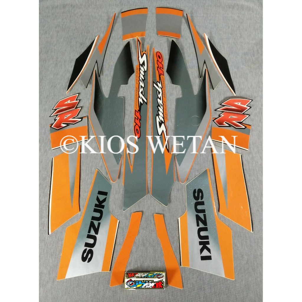 STRIPING SMASH 110SR ORANGE TAHUN 2005 STIKER LIS STANDAR BODY SUZUKI 110 SR OREN