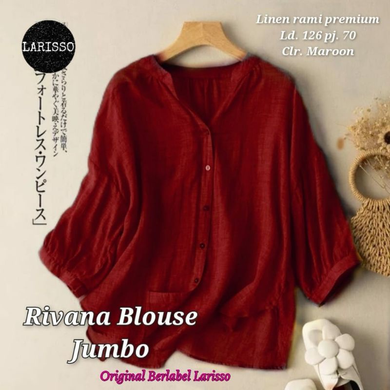 Rivana blouse katun linen jumbo ld 125 xxxl