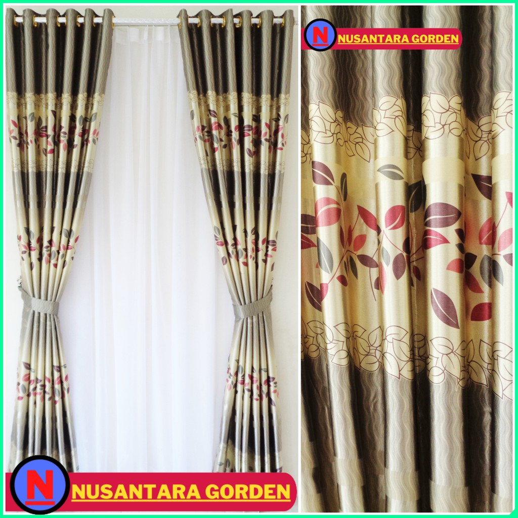 Gorden minimalis jendela pintu model smokring ukuran lebar 120 tinggi 230cm