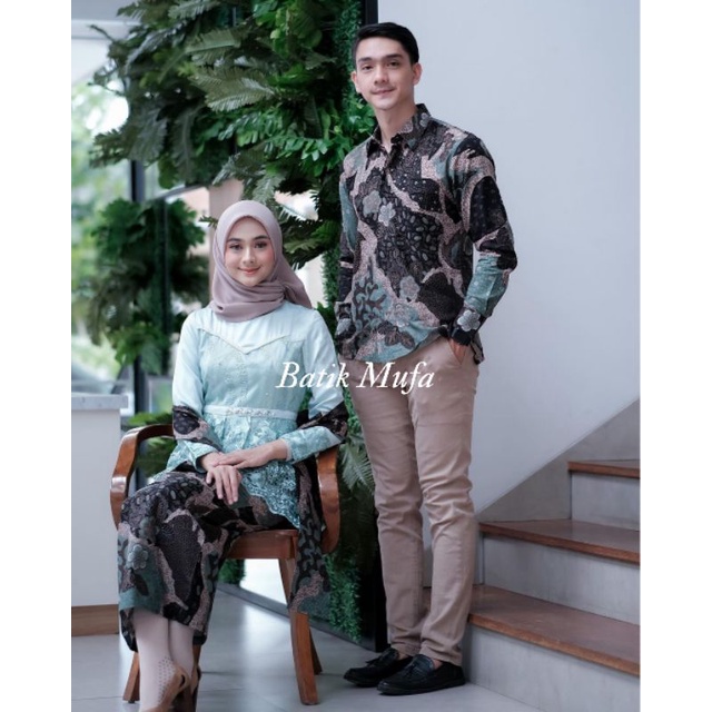 kebaya batik couple aleena mint ( Hijau ) best seller limited edition