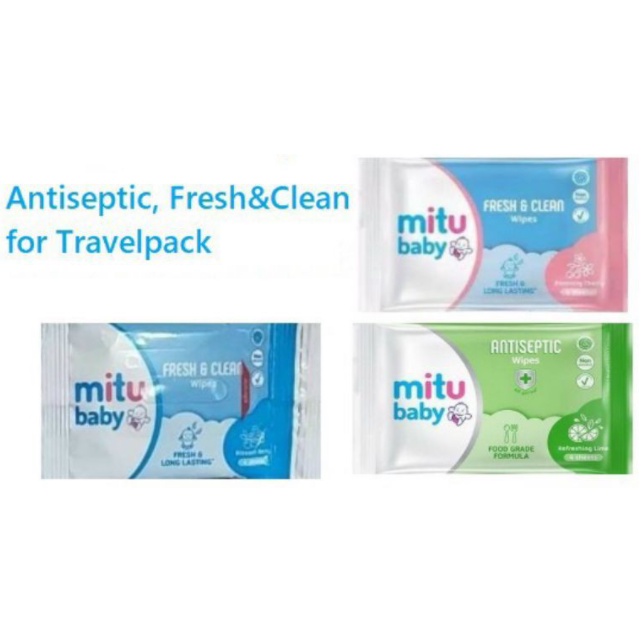 Tissue/Tissu/Tisu Basah Mitu Mini Pack isi 4s x 12pcs | Tisu travel pack | harga 12 pcs (1 renceng)