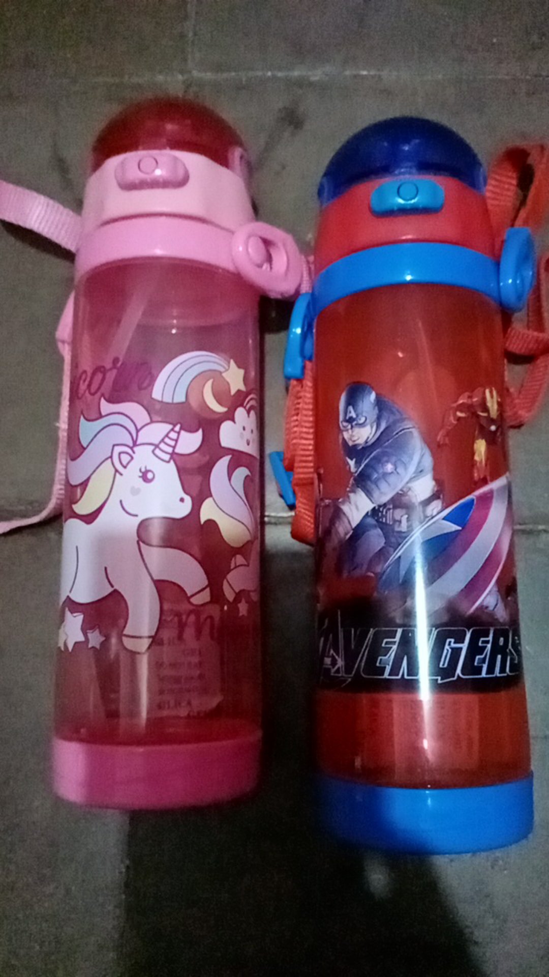 New !! Botol Minum Karakter Anak Klip Water Bottle Sekolah Lol/ponny/captain America/batman Npc600