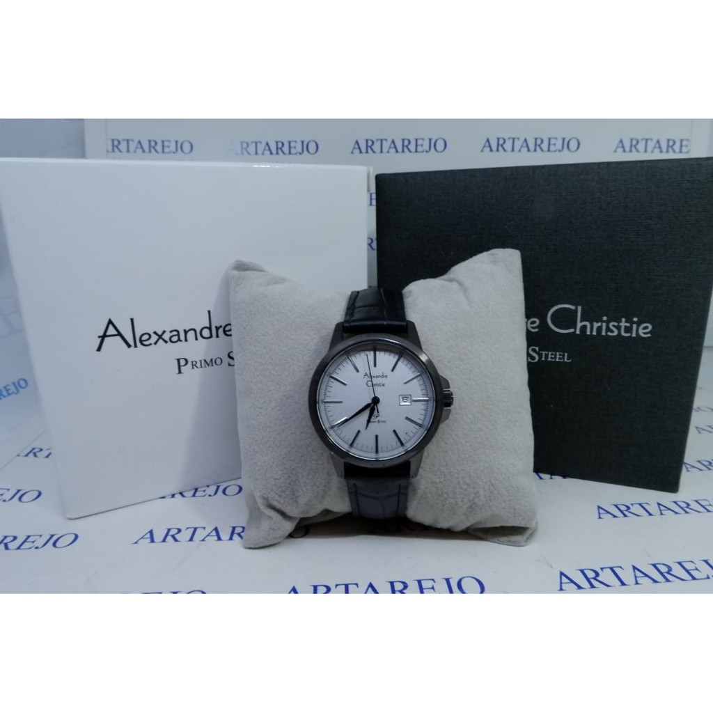 JAM TANGAN WANITA ALEXANDRE CHRISTIE AC 1008 KULIT HITAM ORIGINAL