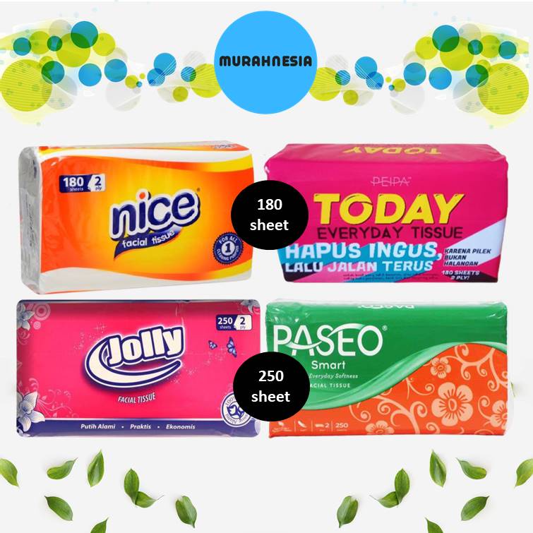 Tisu 180 sheets & 250 sheet (2ply)- Nice 180 | Today 250 | Jolly 250 | Paseo 250 (Tissue Facial Tiss