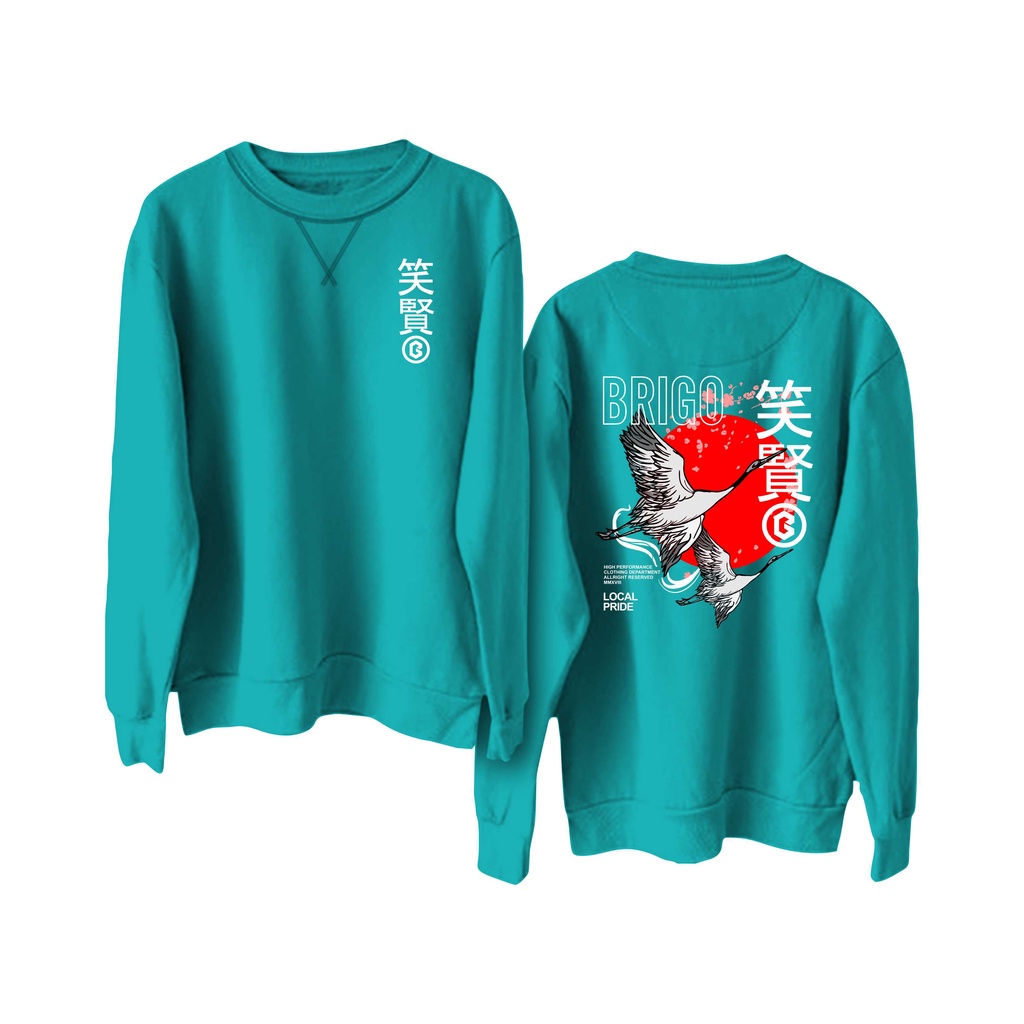 BRIGO Basic Sweatshirt  japan bird II Sweater Crewneck BRIGO japan bird Sablon DTF Fleece Cotton II SIZE M-XXL (Pria &amp; Wanita) Free stiker&amp;Gantungan Kunci