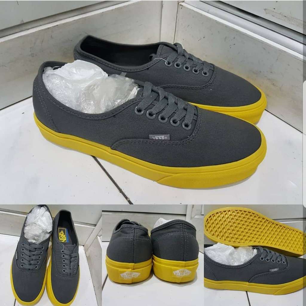 Sepatu Vans Authentic Canvas Pop Lite Grey Sole Yellow Abu Kuning