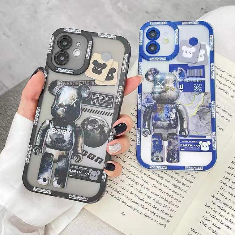 Soft Case TPU Transparan Motif Power Bear Untuk Iphone 13 Pro Max / 12 / 11 / XS / XR / X / 8 / 7 / 6 Plus Mini SE 2020