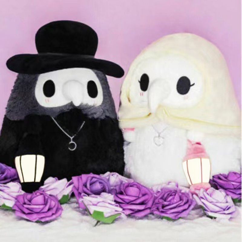 New 18cm Scp Foundation Plague Doctor Luminous Plush Toy Lovers Doll Halloween Decoration