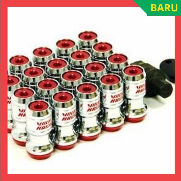 Baut Roda Mobil Racing Lugnut 1.5 MM Volk Baut Velg Mobil Variasi Baut Ban Mobil Red Merah Baja