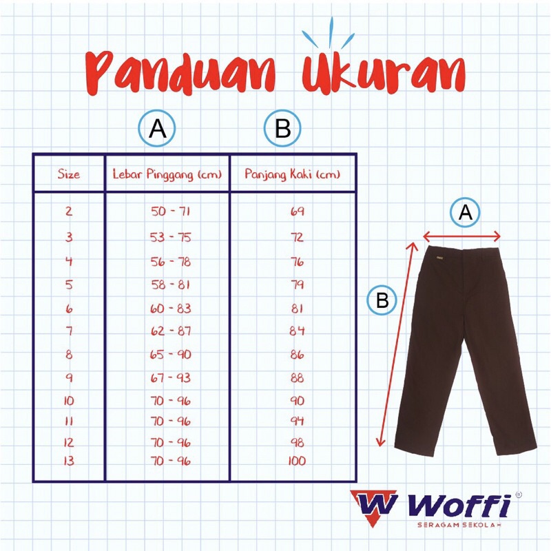 Seragam Pramuka Woffi Celana Panjang Karet Coklat / SERAGAM SEKOLAH CELANA PRAMUKA PANJANG WOFFI