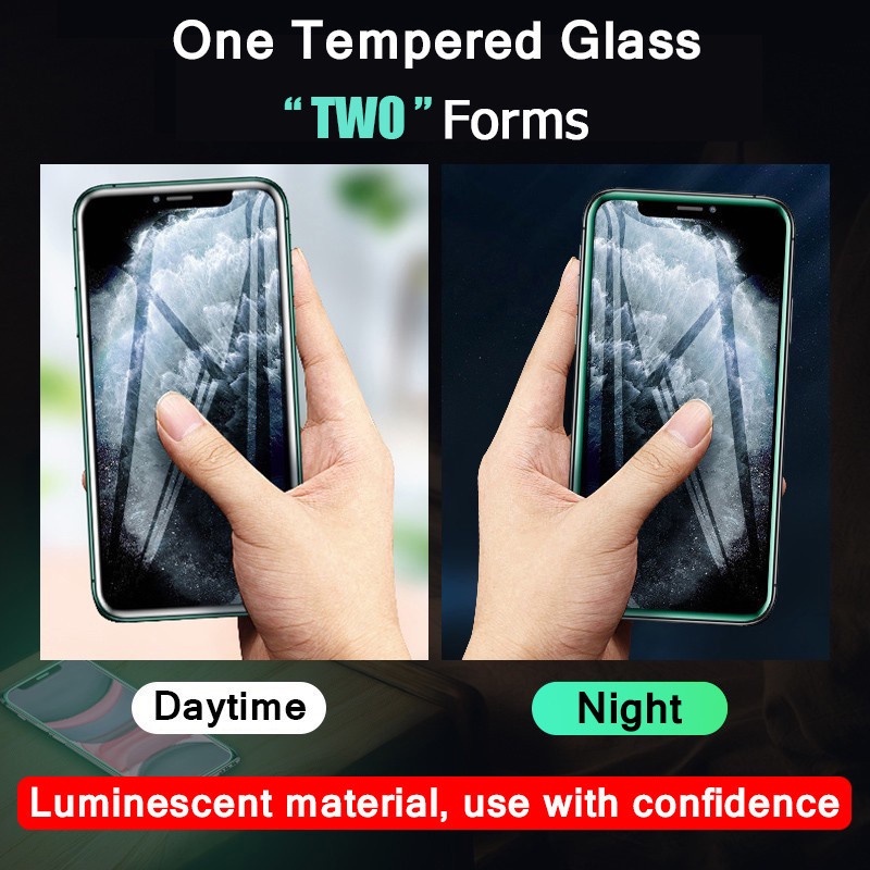 1-3pcs Pelindung Layar Tempered Glass Luminous Untuk iPhone 12 11 Pro MAX 12 Mini XR X XS 13 Pro MAX 7 8 Plus