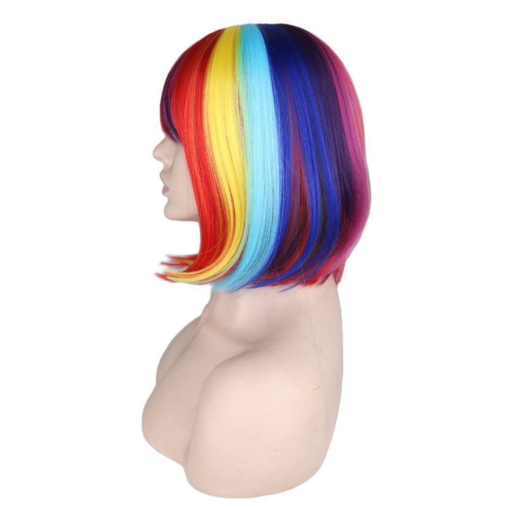 Wig Warna PREVA Rambut Palsu Pendek Perempuan Warna Warni Baru