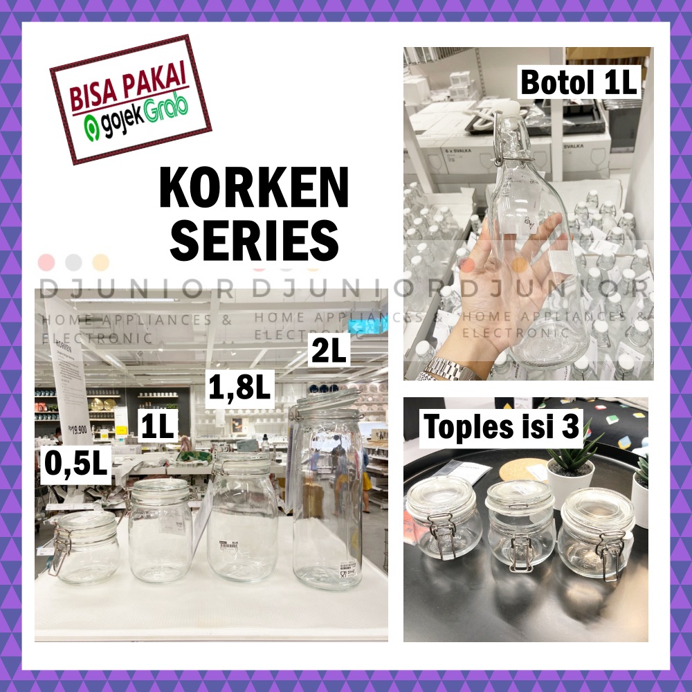 KORKEN TOPLES KUE JAR MINI STOPLES WADAH TEMPAT BUMBU / BOTOL AIR MINYAK KACA - LIVIN