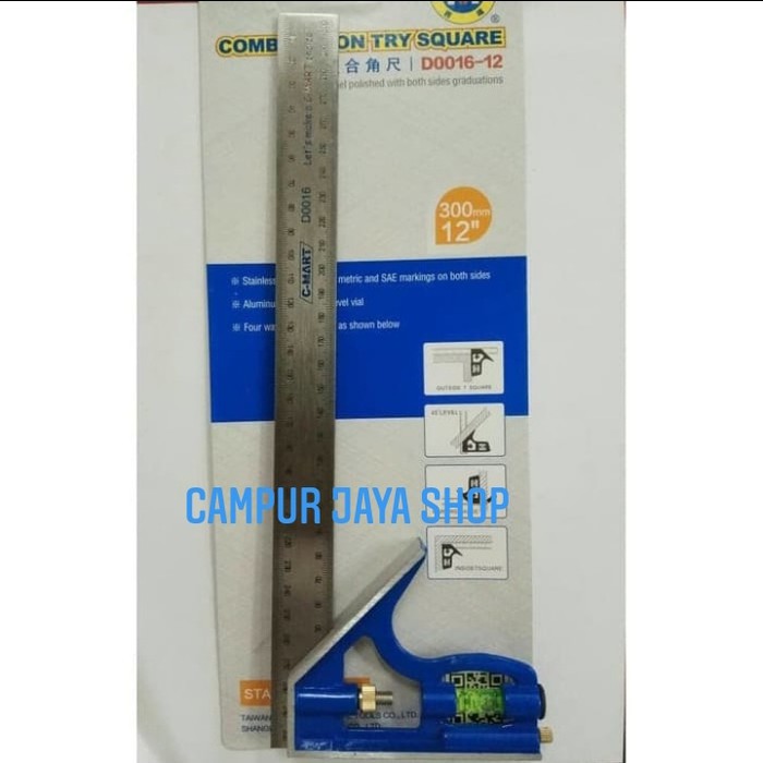 

Penggaris Siku Tukang Kombinasi/Serbaguna 30cm/300mm C-Mart