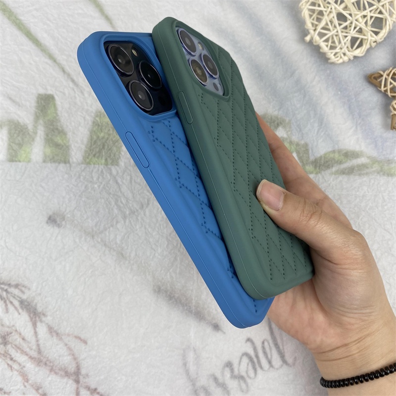 Soft Case Silikon Motif Jarum Pinus Belah Ketupat Hijau Untuk IPhone X XR XS MAX 11 12 13 Pro MAX