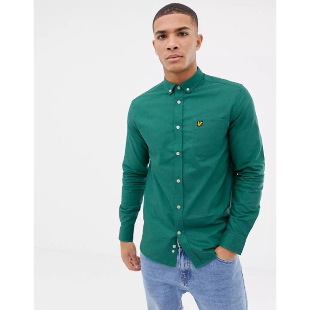 Kemeja Lyle And Scott Oxford Long Sleeve Green Shirt Original