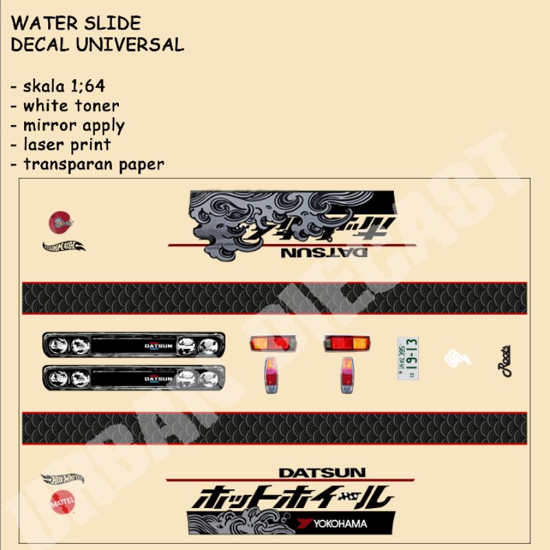 Hot wheels decal white toner Datsun japan convention 2022 replica