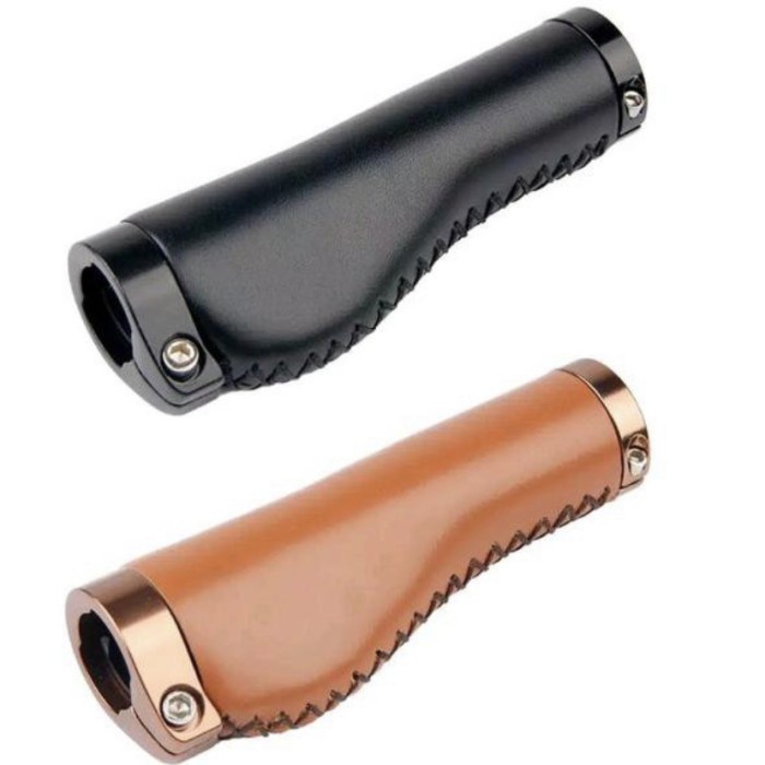 1 pasang Handgrip kulit leather sintetis SLK double lock premium