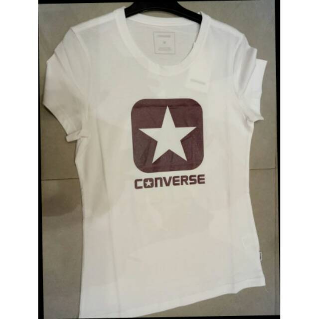 Baju Kaos Cewek Original Converse Putih Coklat