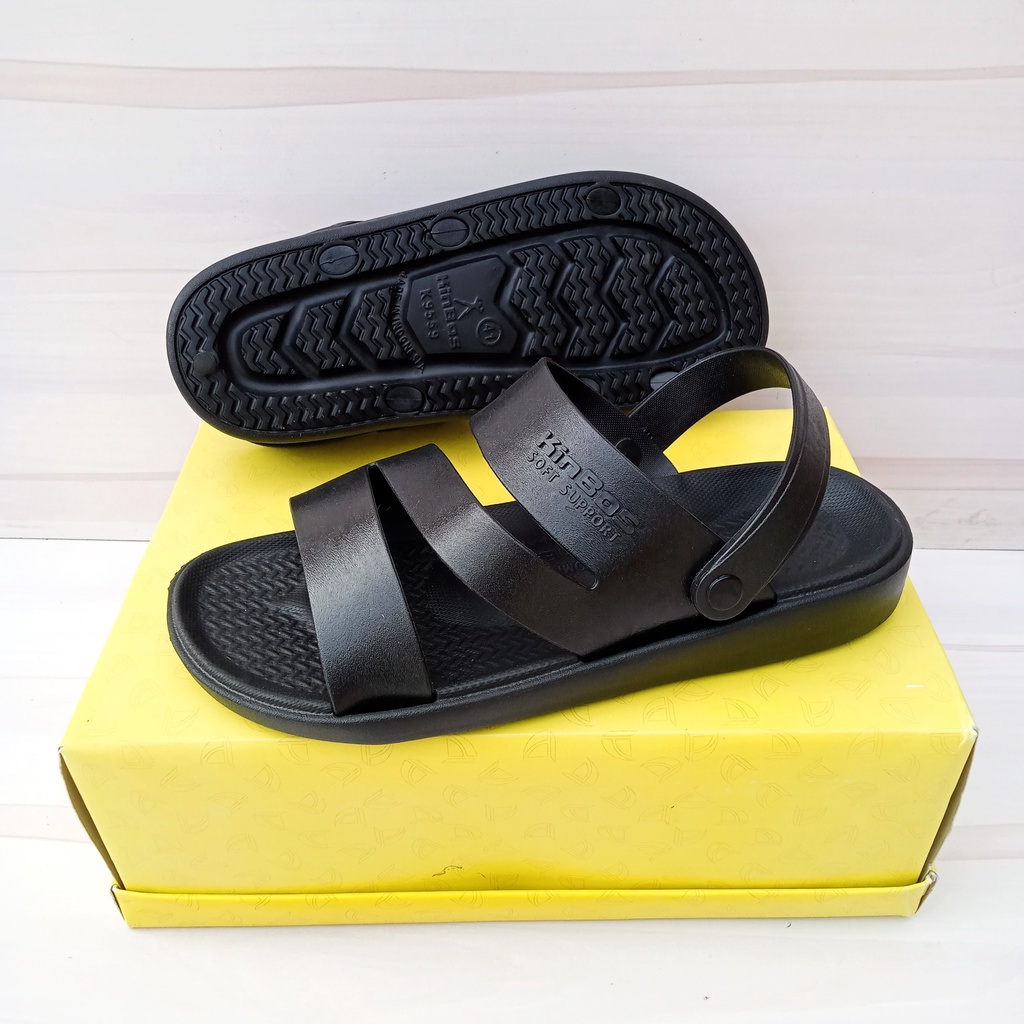 sandal kinbos pria tali belakang asli original lentur awet tahan lama sepatu sandal kinbos karet pyl