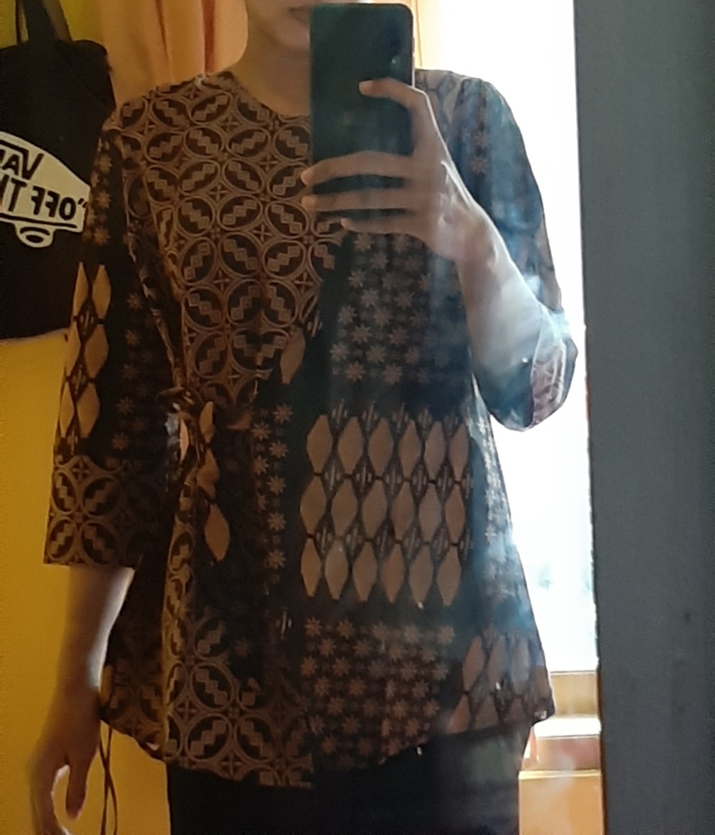 Tey-17 Batik Wanita Asj Sa Hrb026 Kenongo Kemeja Tosca Pendek