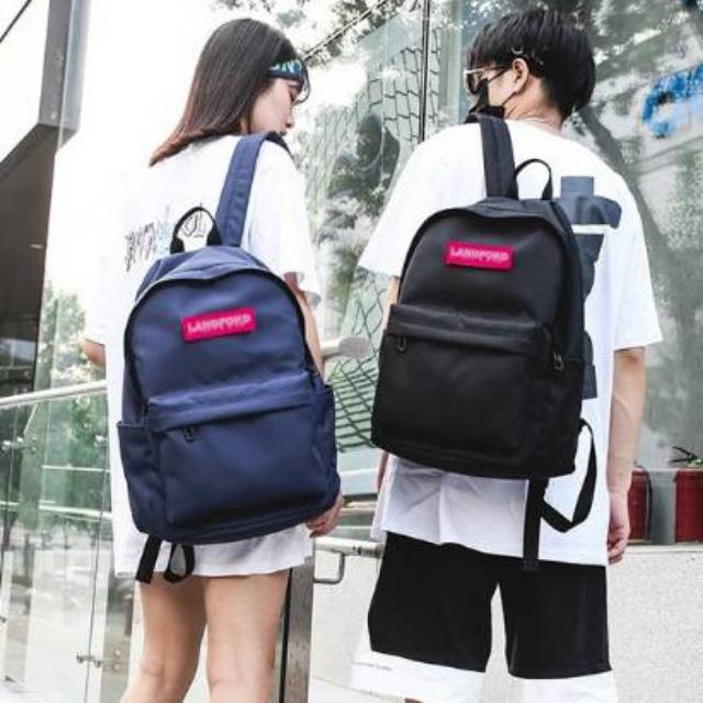 Ransel Pria Fashion Warna Solid Tas Sekolah Kain Oxford Berlapis untuk Remaja Laki-laki Ransel Laptop Tahan Air Kapasitas Besar