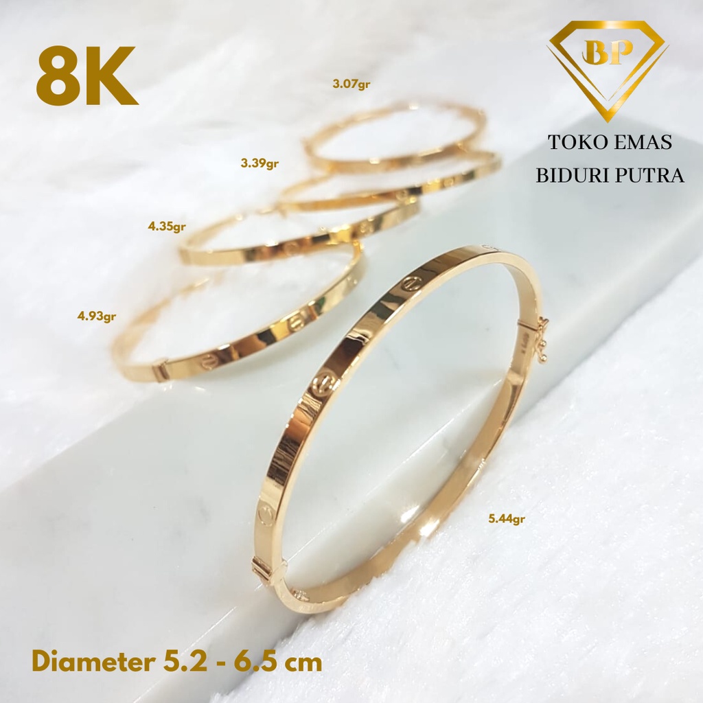 Gelang C*rtr Oval Perhiasan Emas Asli Kadar 8K/375 - Toko emas biduri putra - gelang emas asli - tok