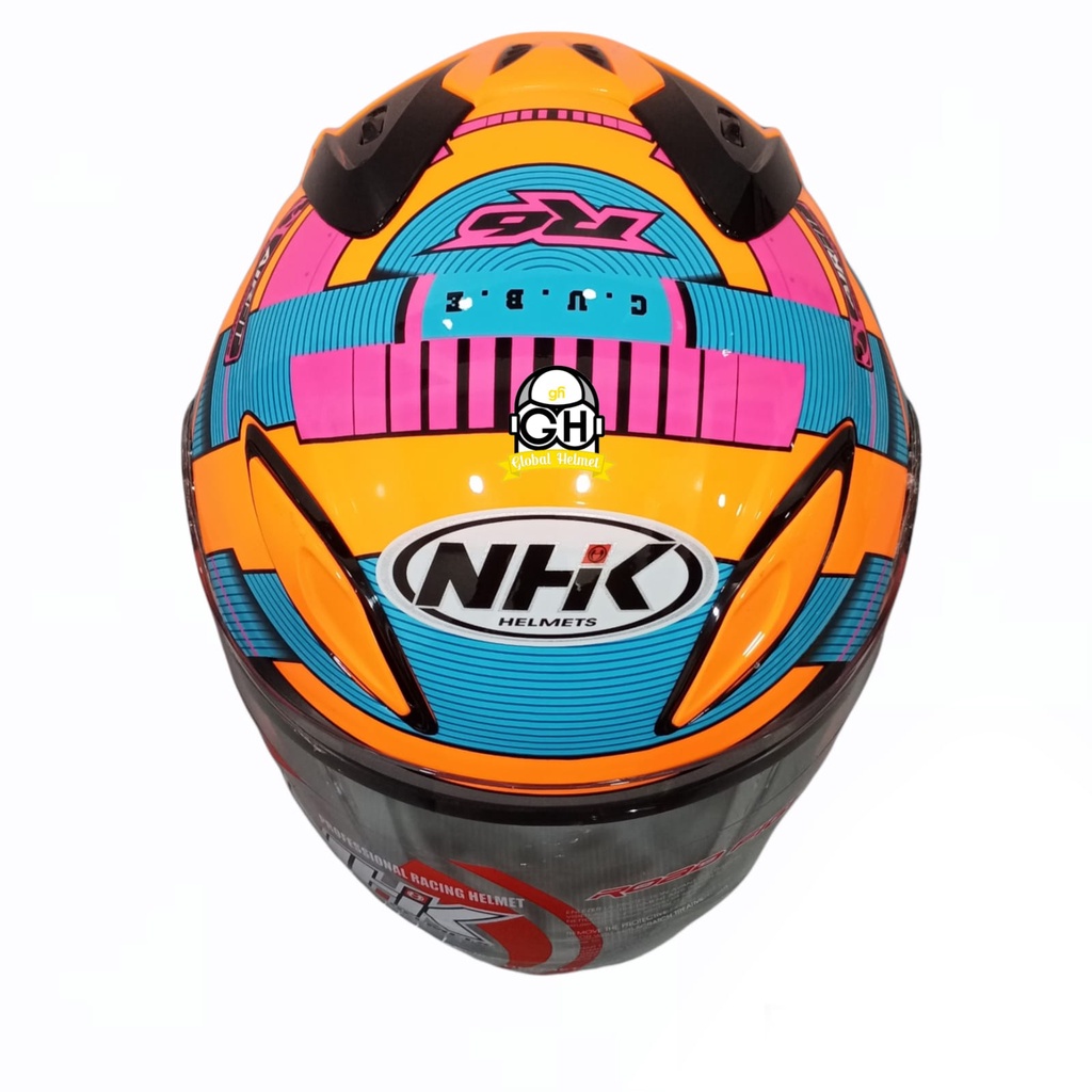 HELM HALF FACE NHK R6 R-6 MOTIF CUBE ORANGE FLO