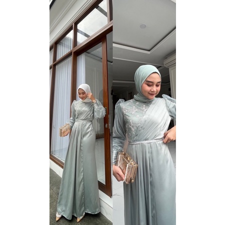 Lydia Dress Tulle Long Dress Kondangan Silk Dress Premium Wanita Salwa Dress